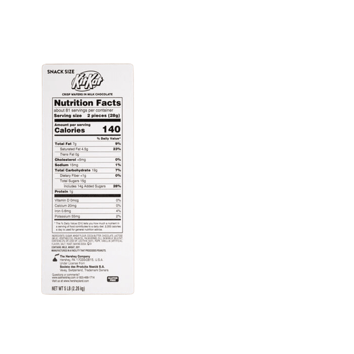 Barras de chocolate con leche KIT KAT®, tamaño snack, caja a granel de 5 lb