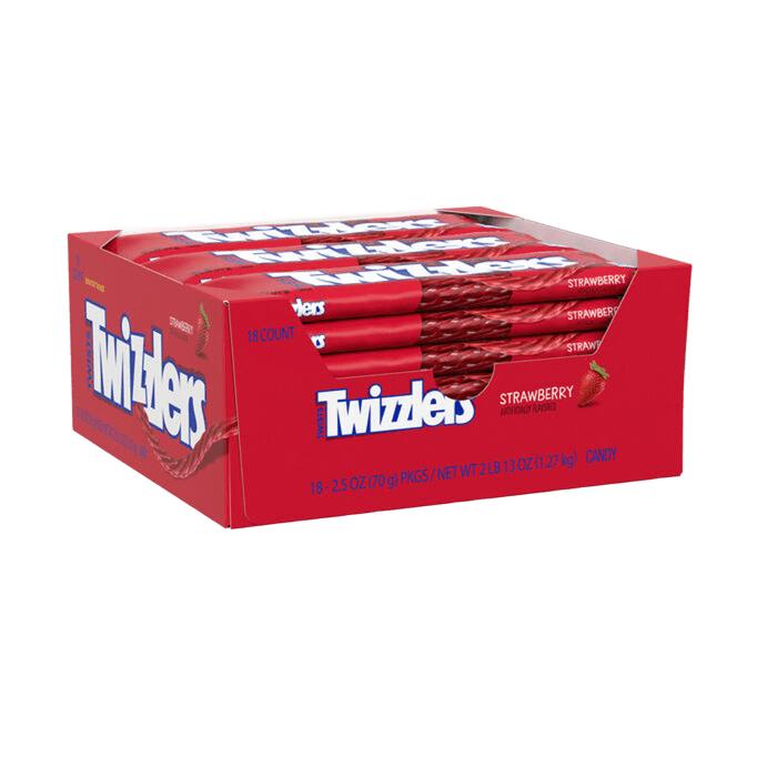 TWIZZLERS Twists Paquetes de caramelos estilo regaliz con sabor a fresa, 2.5 oz (18 unidades)