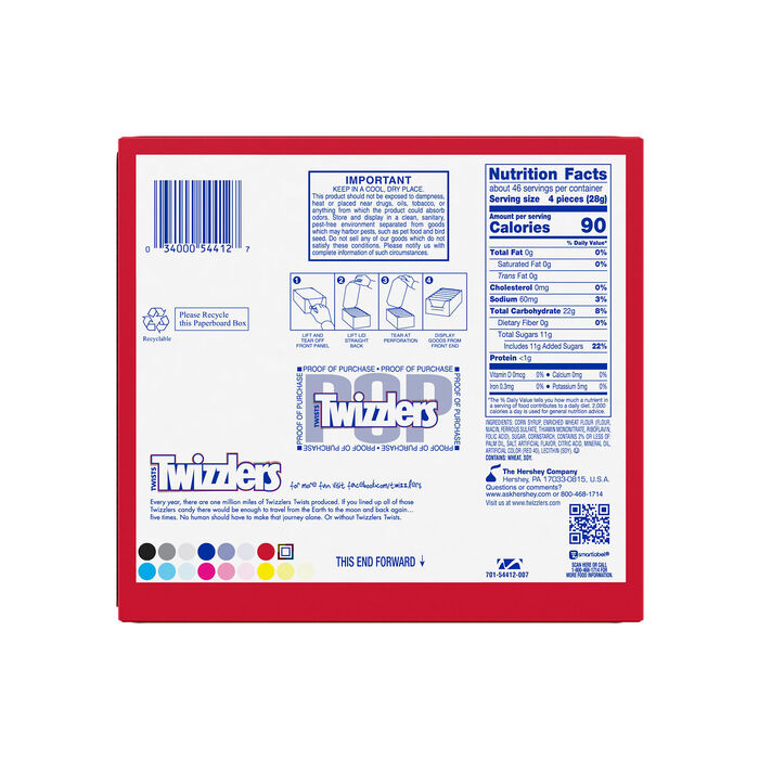 TWIZZLERS Twists Paquetes de caramelos estilo regaliz con sabor a fresa, 2.5 oz (18 unidades)