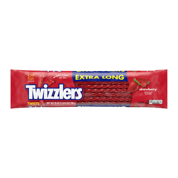 TWIZZLERS Bolsa de dulces de fresa extralarga con giros más grandes del mundo de 25 oz