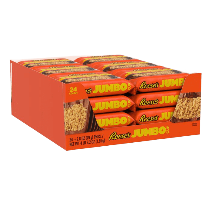 Paquete de dulces Jumbo Cup de chocolate con leche y mantequilla de maní de REESE'S, 2.8 oz (24 unidades)