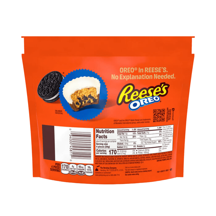 Paquete para compartir de dulces miniaturas OREO® de REESE'S con chocolate con leche y crema blanca, 9 oz
